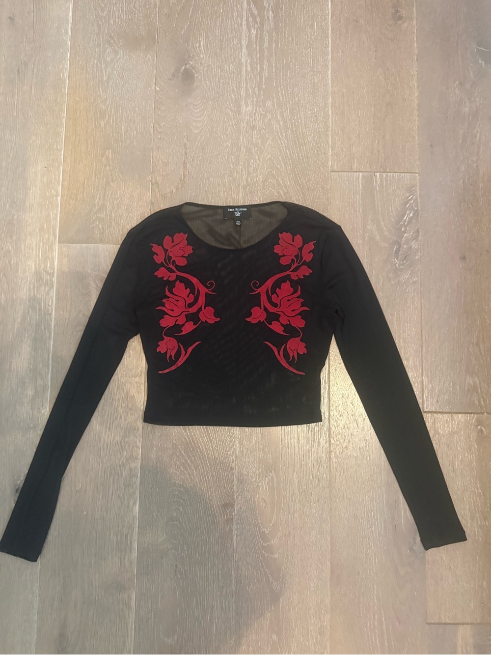 True Religion Mesh Longsleeve Top Red design